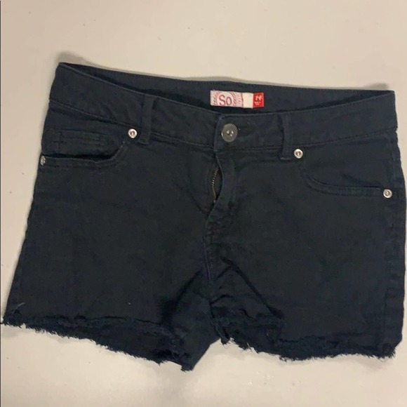SO Pants - So Black Shorts Cutoff Frayed 14 Juniors